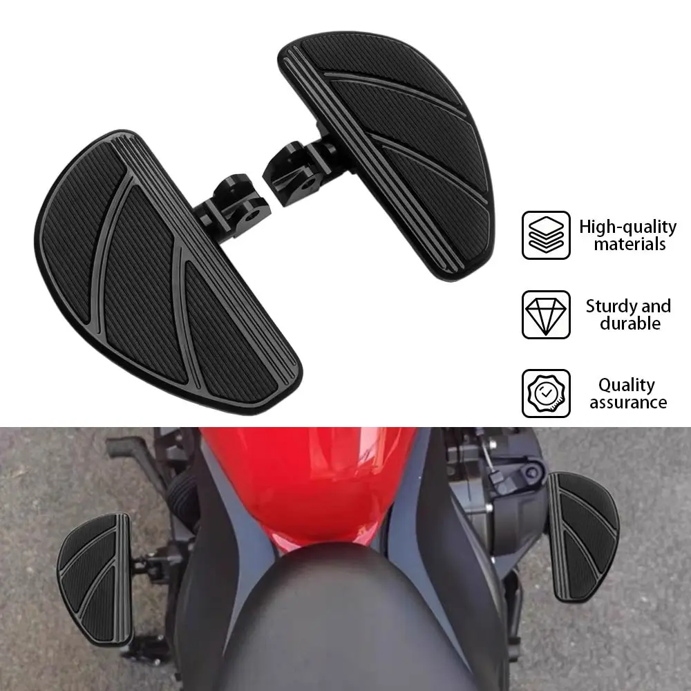 2 Pieces Front Footrest With Non-Slip Rubber Floorboards Fit For Honda Rebel Cmx300 Cmx500 2017-2026 High Quality Material Black