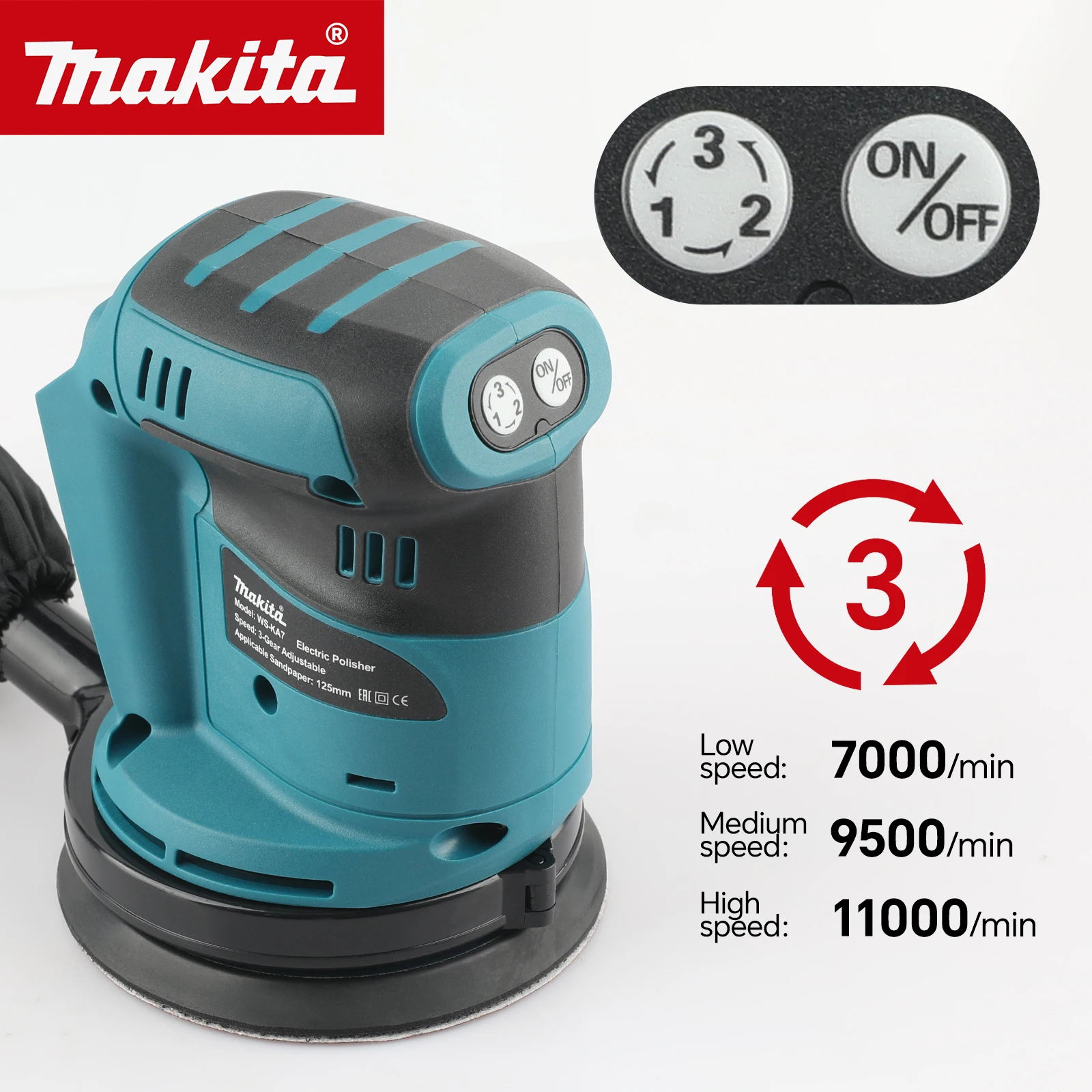 Makita Lithium Ion DBO180Z 18V Cordless Rechargeable Disc Random Orbital Sander Woodworking Sanding Putty Polishing Bare Tool