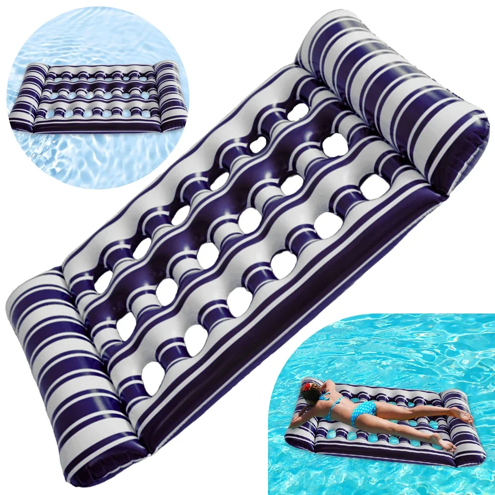 Inflatable Floating Bed Portable Floating Lounger Air Mattress Foldable Swimming Pool Air Mattress for Swimming Pool Party