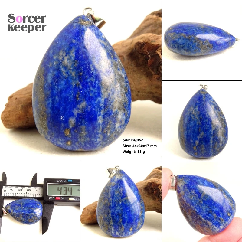

Crystal Stone Egg Pendant For Necklace DIY Natural Lapis Lazuli Water Drop Necklace Women & Men Healing Fashion Jewelry BQ938