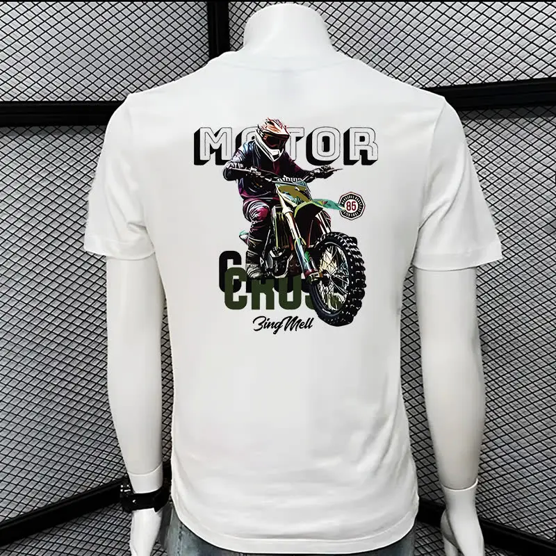 2024 Heren Sport T-Shirt Katoen Grafisch T-Shirt Zomer Wielertops Shirts Motorfiets Bedrukt Sportkleding Trendy Heren Kleding