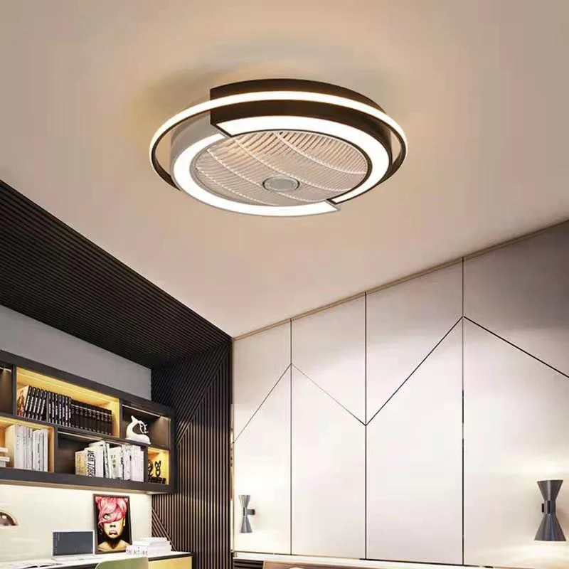 Modern minimalist creative fan light bedroom invisible fan light integrated ceiling fan light remote control lamp chandelier