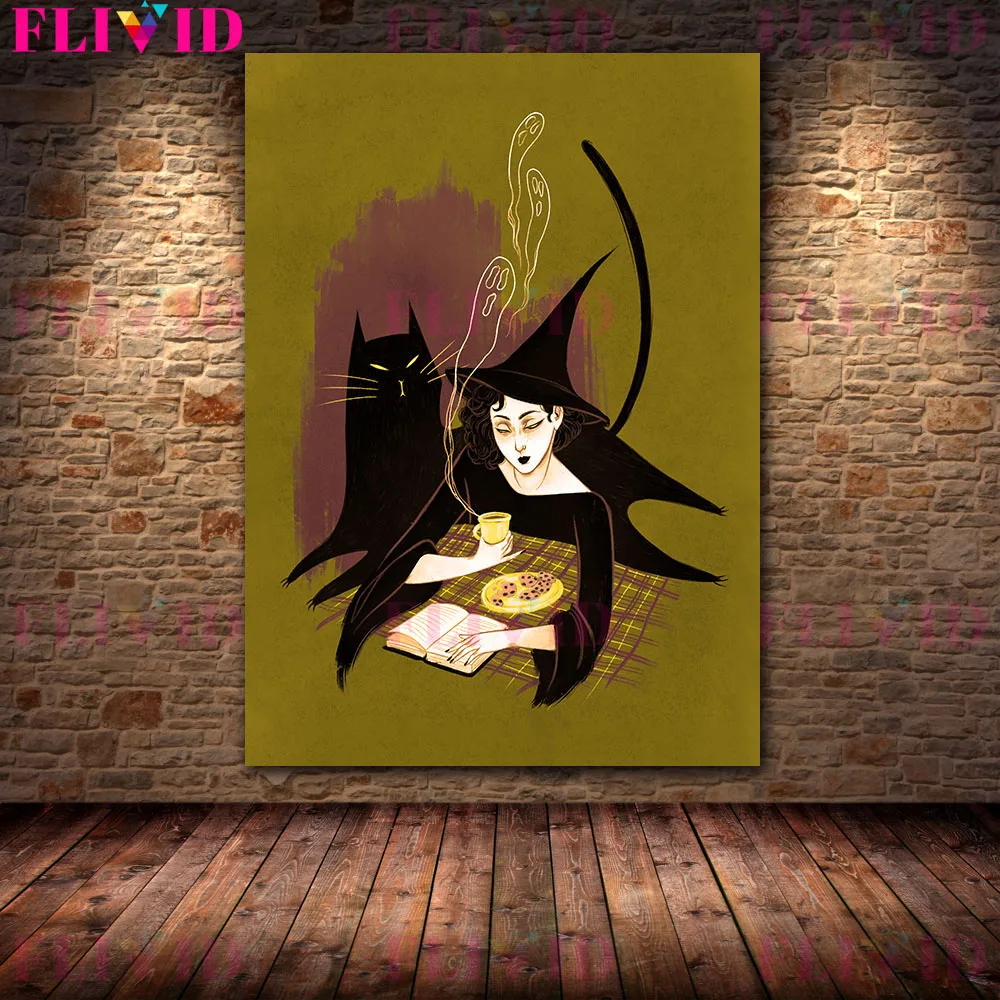 Flirtatious Demon Girl Vintage Wall Art Canvas Painting Modern Witches Horror Art Poster And Print For Living Room Decoration