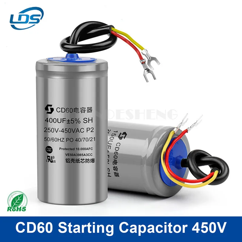 

2Pcs CD60 Starting Capacitor 450V 35UF25UF20UF50UF75UF100UF150UF200UF250UF300UF350UF400UF Motor Starting Capacitor Motor Run