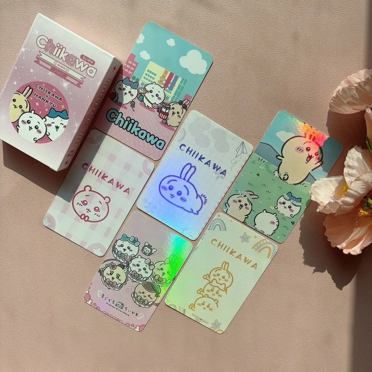 NEW cute Chiikawa Rakko 50 sheets Anime peripheral cards Cartoon Momonga Kurimanju greeting card boxed Girl's gift