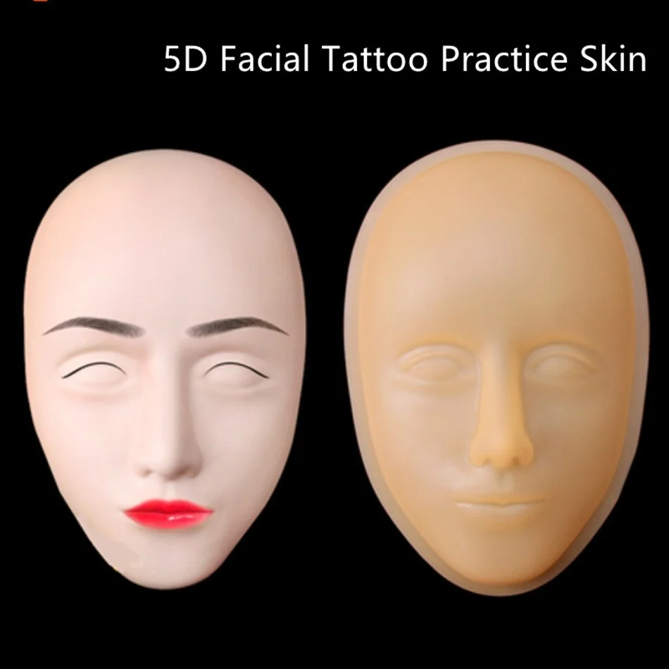 5D Facial Tattoo Training Head Silicone Practice Permanent Makeup Lip Eyebrow Microblading Tattoo Skin Beginner Fog Pmu Supplies