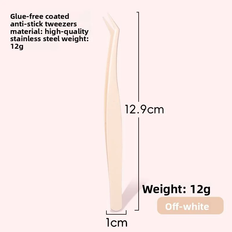 Pinça de cílios antiaderente, pinça profissional de penas douradas para extensão de cílios para iniciantes, ferramenta de chicote sem cola