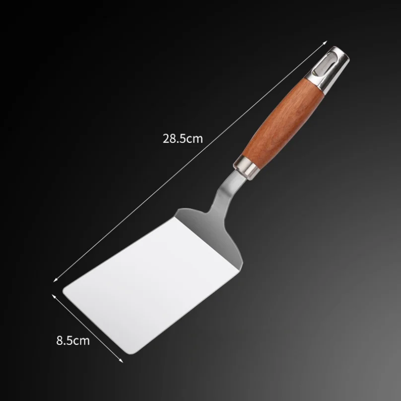 

304 Stainless Steel Steak Spatula Non-stick Pancake Barbecue Tongs Wood Handle Frying Fish Spatula Rust Resistant Kitchen Tool