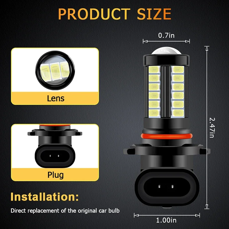 2PCS Car P13W LED fog light bulb H11 H16 9005 9006 bulb 5630 33 LED Fog Lamp Headlight bulb Running Light Bulb white 12V 24v