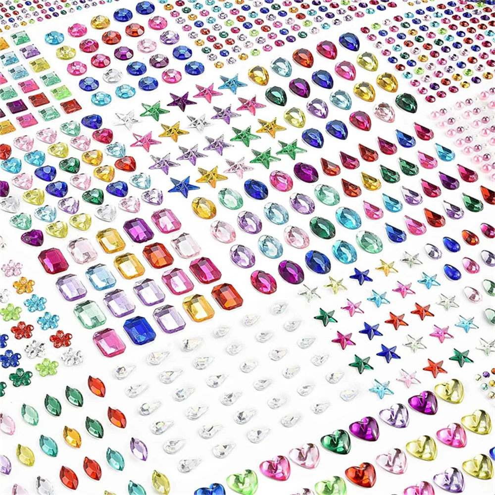 Rhinestone Stickers Crafts For Kids Self Adhesive Jewel Stickers Acrylic Bling Stick On Muticolor Gemstone Sticky For Crafting D