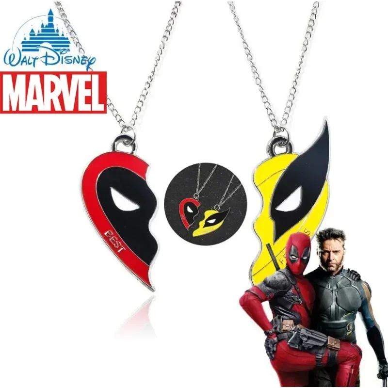 Marvel Deadpool 3 Model Deadpool and Wolverine Best Friends Pendant Heart Necklace Children's Jewelry Accessories Wholesale