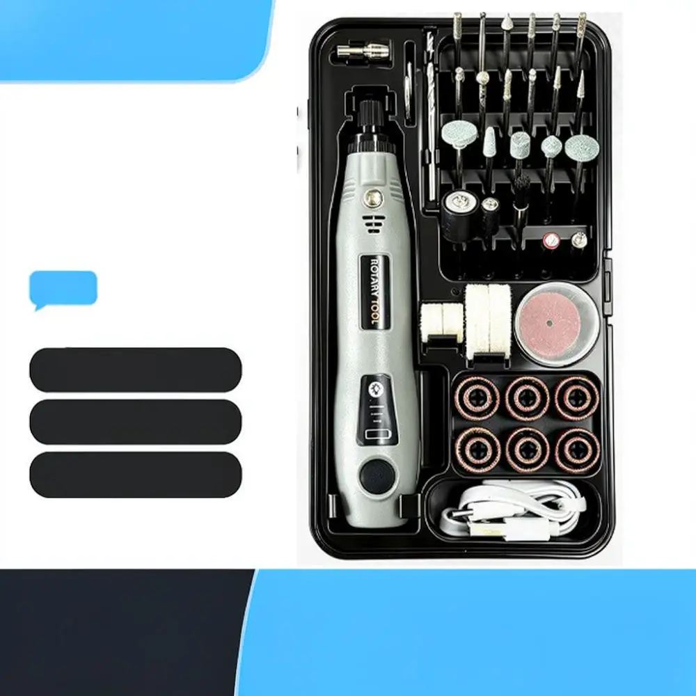 Portable Mini Rotary Tool Cordless USB Rechargeable Grinder With LED Light Adjustable Speed For DIY Hobby Making