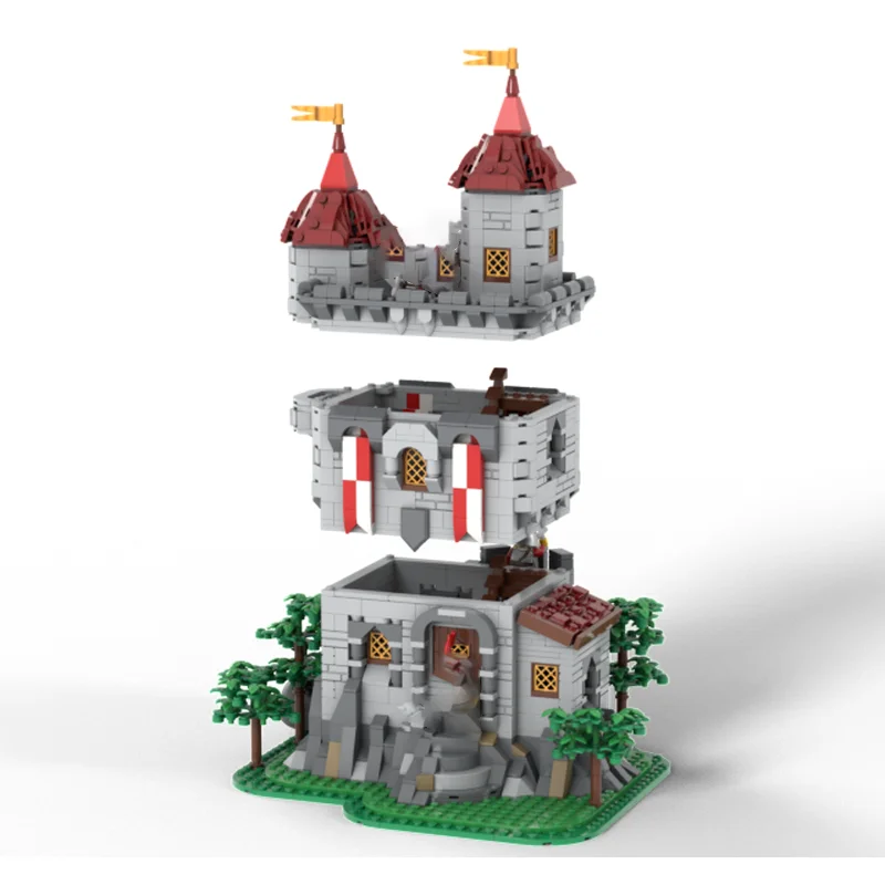 Castillo Medieval, modelo Moc, bloques de construcción, modelo de puesto de caballeros, tecnología, bloques modulares, regalos, juguete de Navidad, conjunto de ensamblaje DIY