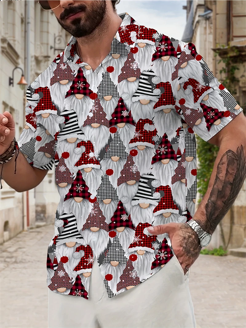 

Merry Christmas Santa Beach Vacation Shirts 3D Print Casual Short Sleeve Button Shirts Blouse For Men Women Aloha Shirt Xmas Top