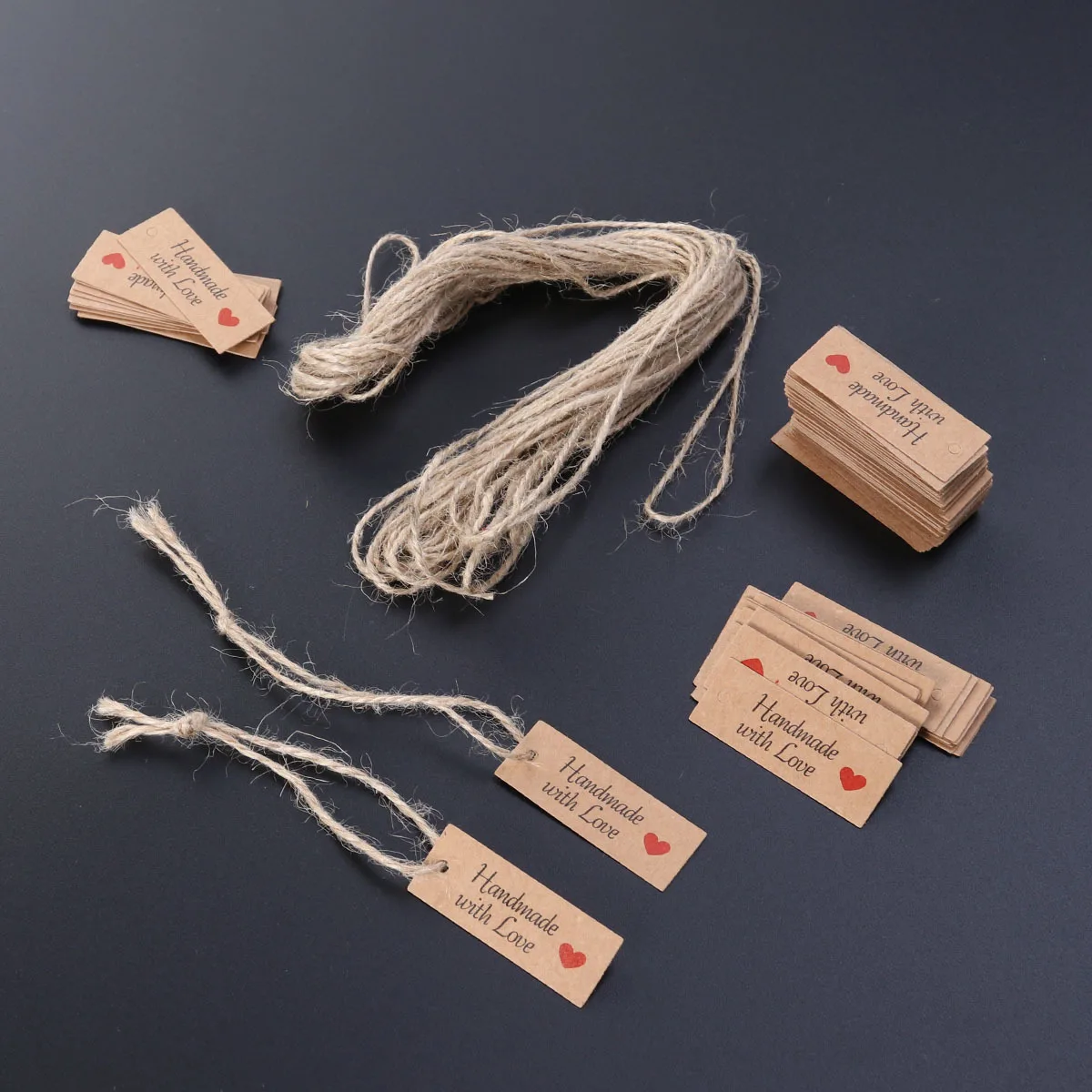 100 قطعة من علامات الكرافت مع أوتار ملصقات ورقية بنية شديدة التحمل لعلامات الهدايا وسعر الملابس والخبز والتغليف وحفلات القصاصات #1