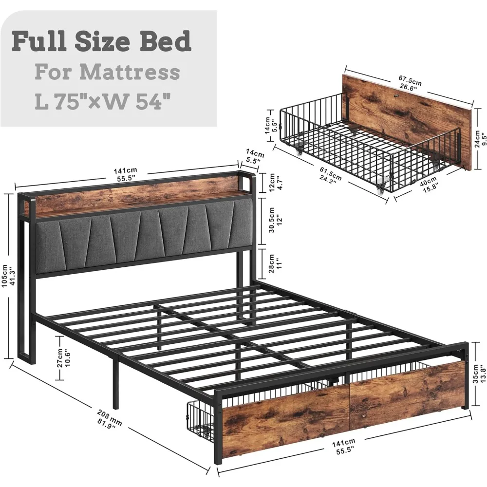 Easy Assembly Bedroom Furniture No Box Spring Needed Queen Bed Frame Platform Beds & Furniture Bed Bases & Frames Headboards