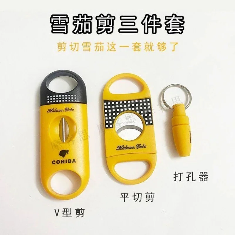 

Зажигалка для сигар, ветрозащитная, трехпожарная, жестокая огненная зажигалка, нижняя часть с функцией дрели для сигар, фонарик «два в одном», резак для сигар, мужской подарок