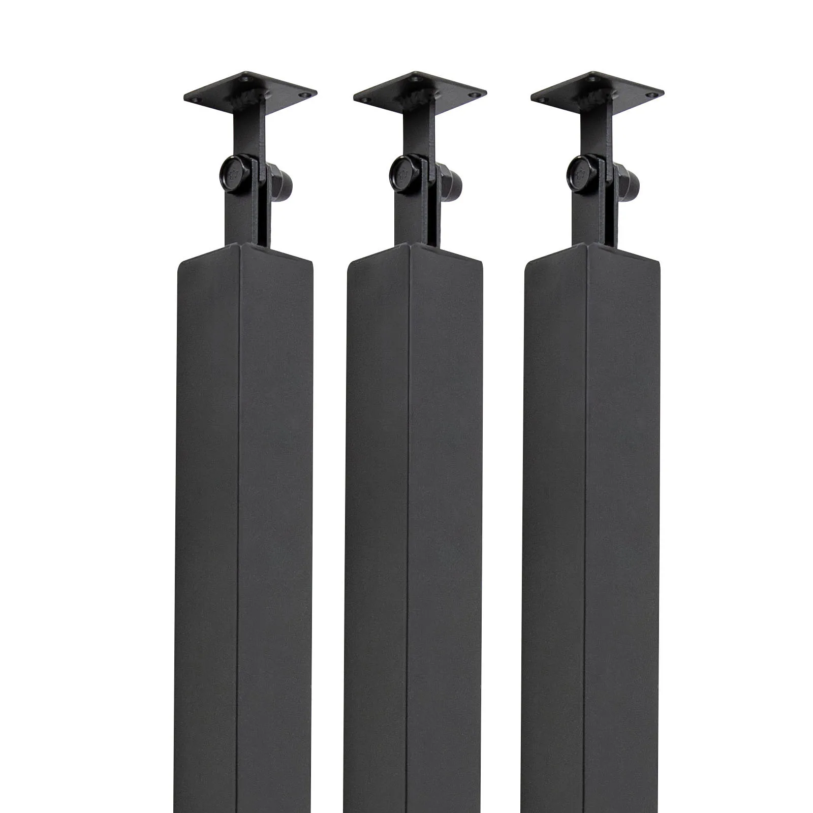Stair Balusters Post, Black Square Metal Railing Spindles with Flat & Adjustable 270° Angle Bracket, Banister Column