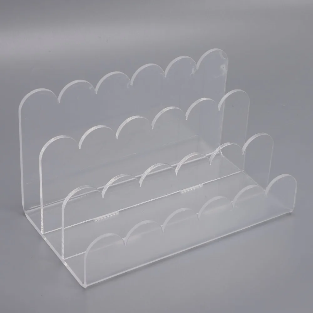 3 Compartments Acrylic Mail Organizer Scalloped Design Vertical Storage Letter Sorter Document Sorter for Envelope Storage