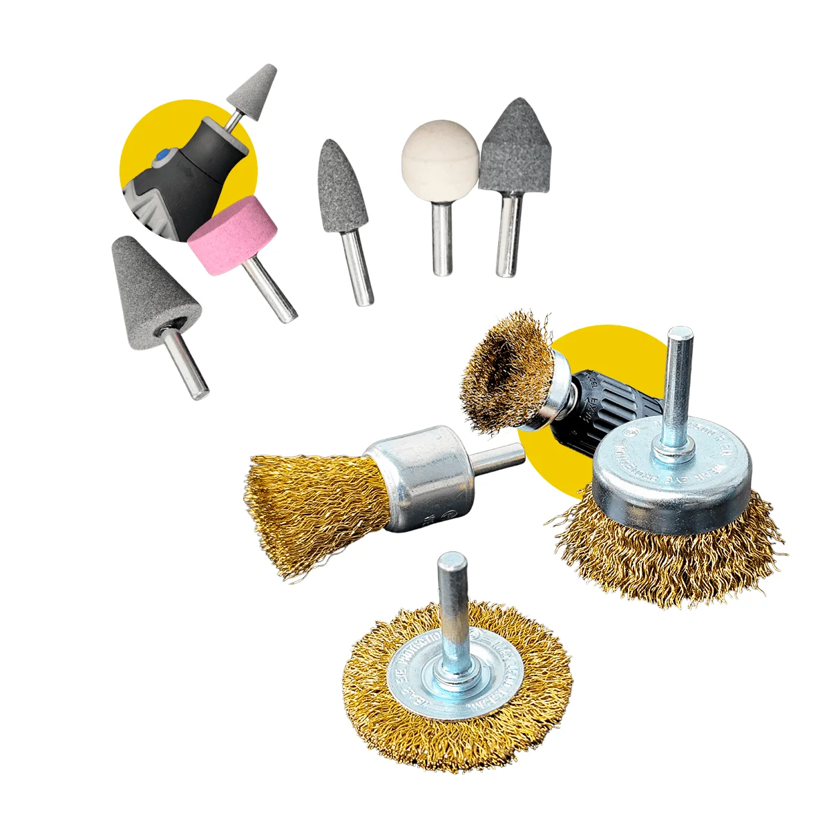 Kit 3 Escova de Aço Circular e Pontas Montadas Para Furadeira