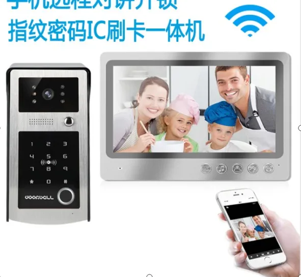 9Inch Ips Scherm Bedraad Wifi Ip Deurbel Rifd Card/Wachtwoord Toegangscontrolebeleid Video Deurtelefoon Intercom Visuele Kijkgaatje viewer