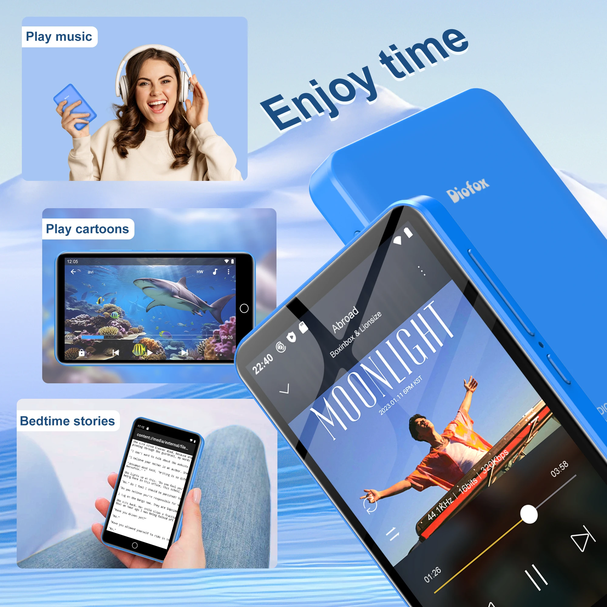 

MP3-плеер 80 ГБ (16 ГБ + 64 ГБ) Android 9,0 с Bluetooth и Wi-Fi, 4,0 дюйма с динамиками, FM-радио, электронными книгами, емкостью до 512 ГБ