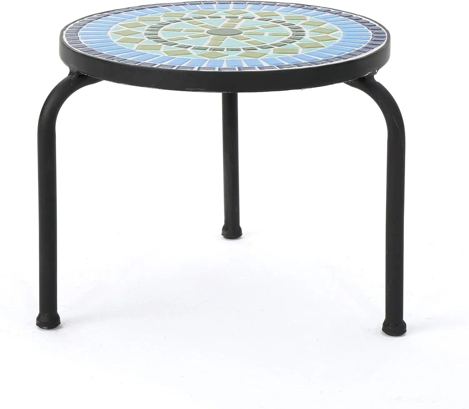 

Comfort corner Iris Outdoor Ceramic Tile Side Table with Iron Frame, Blue / Green