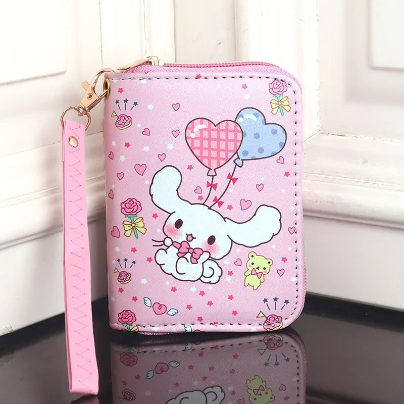 Sanrio Hello Kitty Coin Purse Anime Kuromi My Melody Woman Wallet Cartoon Portable PU Leather Zipper Coin Purse Girls Boys Gifts