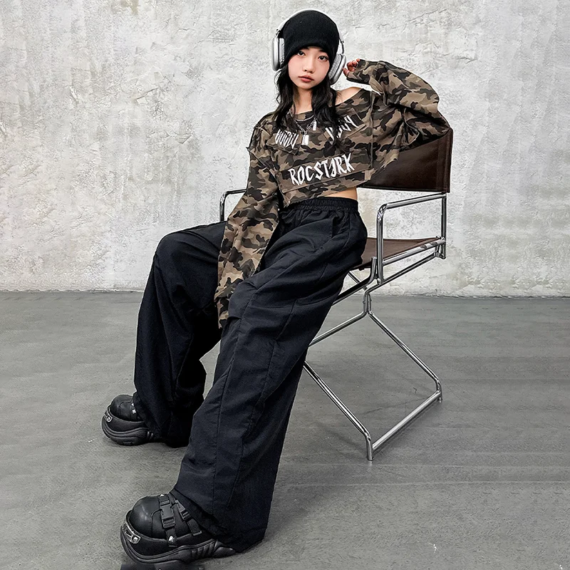 Costumes de danse Hip Hop pour enfants, hauts courts, pantalons amples, tenues Kpop, vêtements de danse pour spectacle Jazz, nouvelle collection 2025 DQS21219