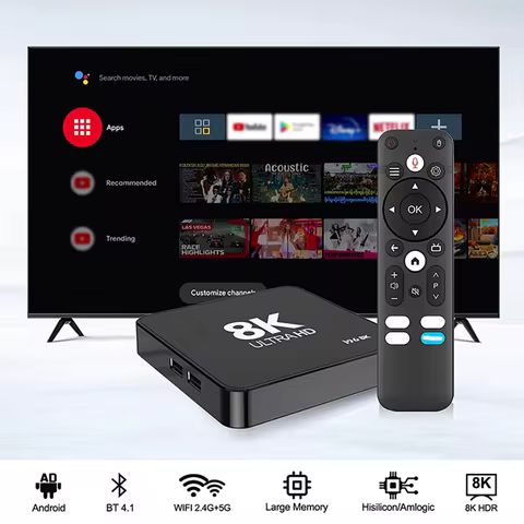 Velec Smart Android 14 8+128 TV Box 4K Streaming with Dual-Band WiFi Quad-Core Processor for Home Entertainment Media Player