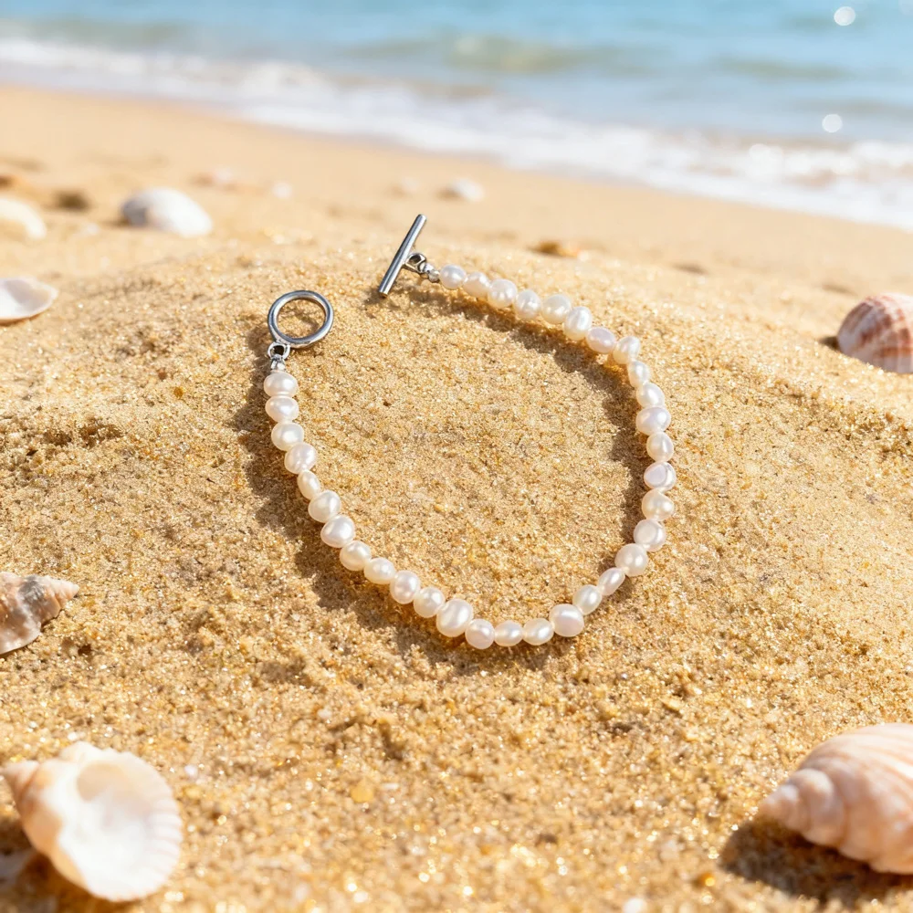 

Dainashi 4-5mm Baroque Freshwater Pearl Bracelet for Women OT Buckle 16cm 18cm 20cm Pearl Bracelet Christmas Jewelry Gift