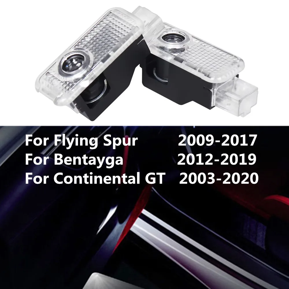 2PCS LED Car Door Interior Logo Projector Welcome Ghost Shadow Light Accessories For BENTLEY Flying Spur Bentayga Continental GT