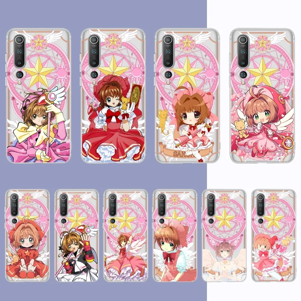 S-Sakura Cute M-Magical Girl Phone Case For Samsung S 20 21 22 23 for Redmi Note7 8 9 10 for Huawei P20 30 40 Clear Case