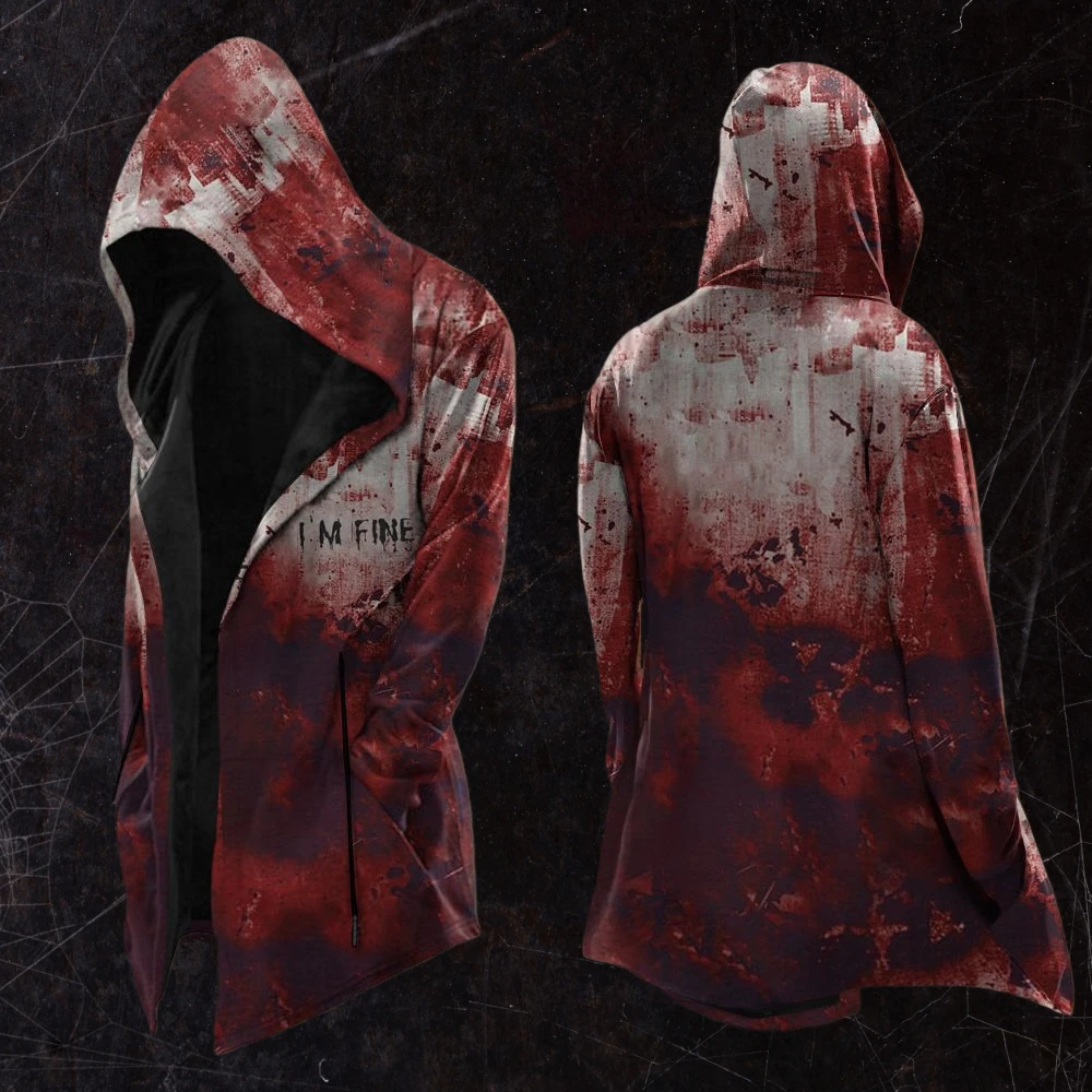 2025年新作 抽象的な宇宙レトロプリント 春/秋 メンズ 3Dデジタルプリント オーバーサイズ フード付きトレンチコート カーディガン