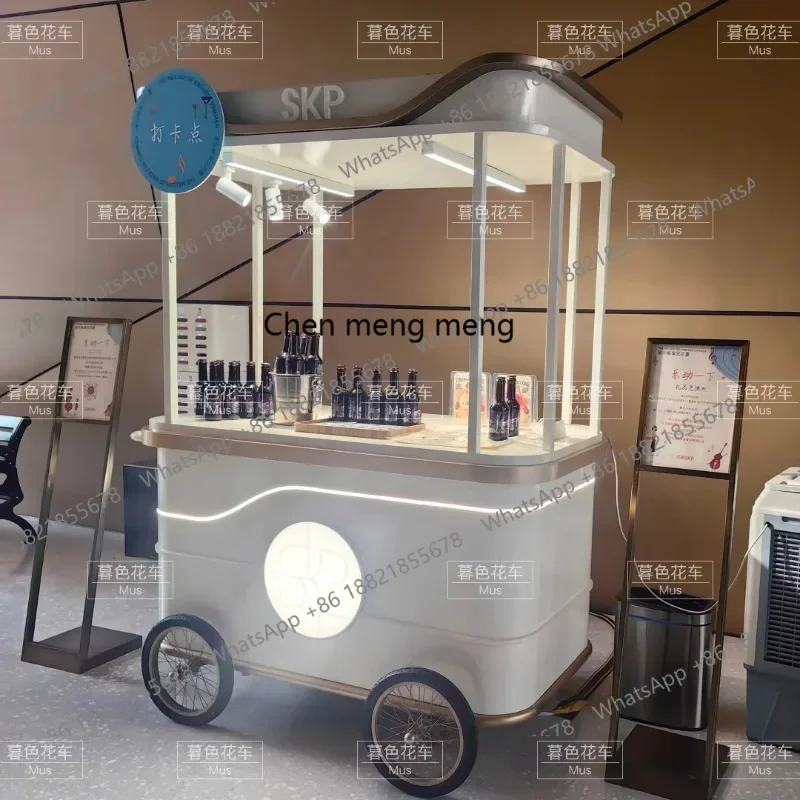 P178  Wrought iron float mobile booth display commercial square trolley night market outdoor