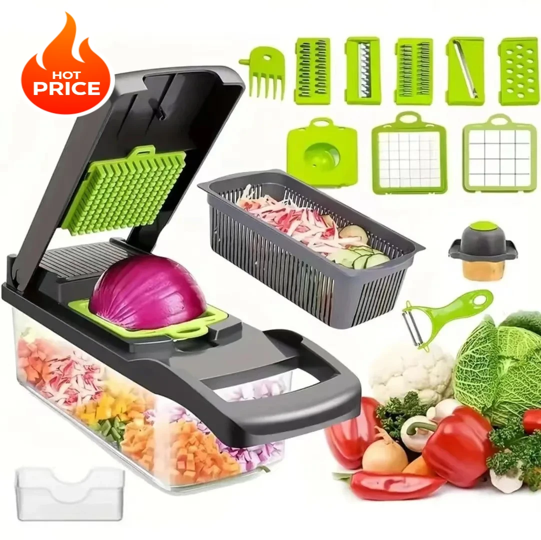Cortador de verduras multifuncional 3 en 1, dados, rebanadas, rejilla, utensilio de cocina, juego de acero inoxidable