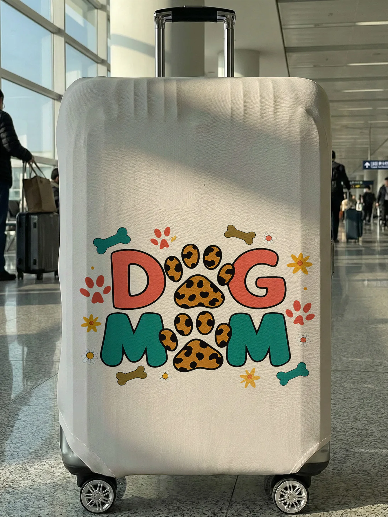 

Забавный чехол для багажа с леопардовым принтом и надписью «Dog Mom», подходит для чемоданов 18-32 дюймов, чехол-накладка на ручку чемодана, дорожные аксессуары