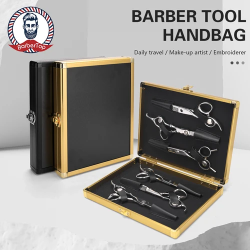 Caja de almacenamiento de tijeras negras, caja de herramientas de cuero para peluquería, estuche de almacenamiento de tijeras impermeable a prueba de golpes, accesorios de peluquero