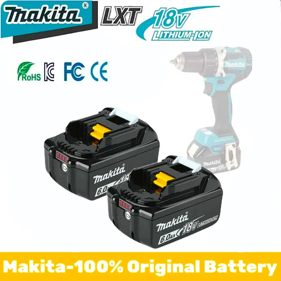 

Makita Genuine 18V Battery 6Ah Rechargeable Power Tools Battery 18V makita with LED Li-ion Replacement LXT BL1860B BL1860 BL1850