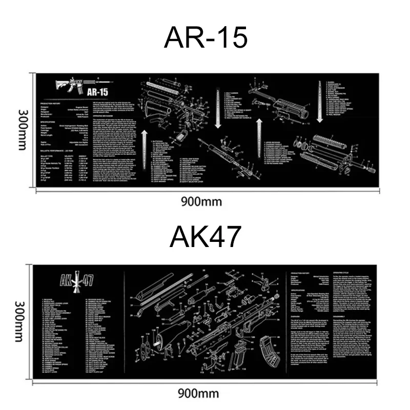 Long Mouse Pad AR15 AK47 Remington 870 Short Gun Cleaning Rubber Mat GLOCK 3D Berett 92 PX4 1911 3D CZ-75 CZ Shadow SA HK USP