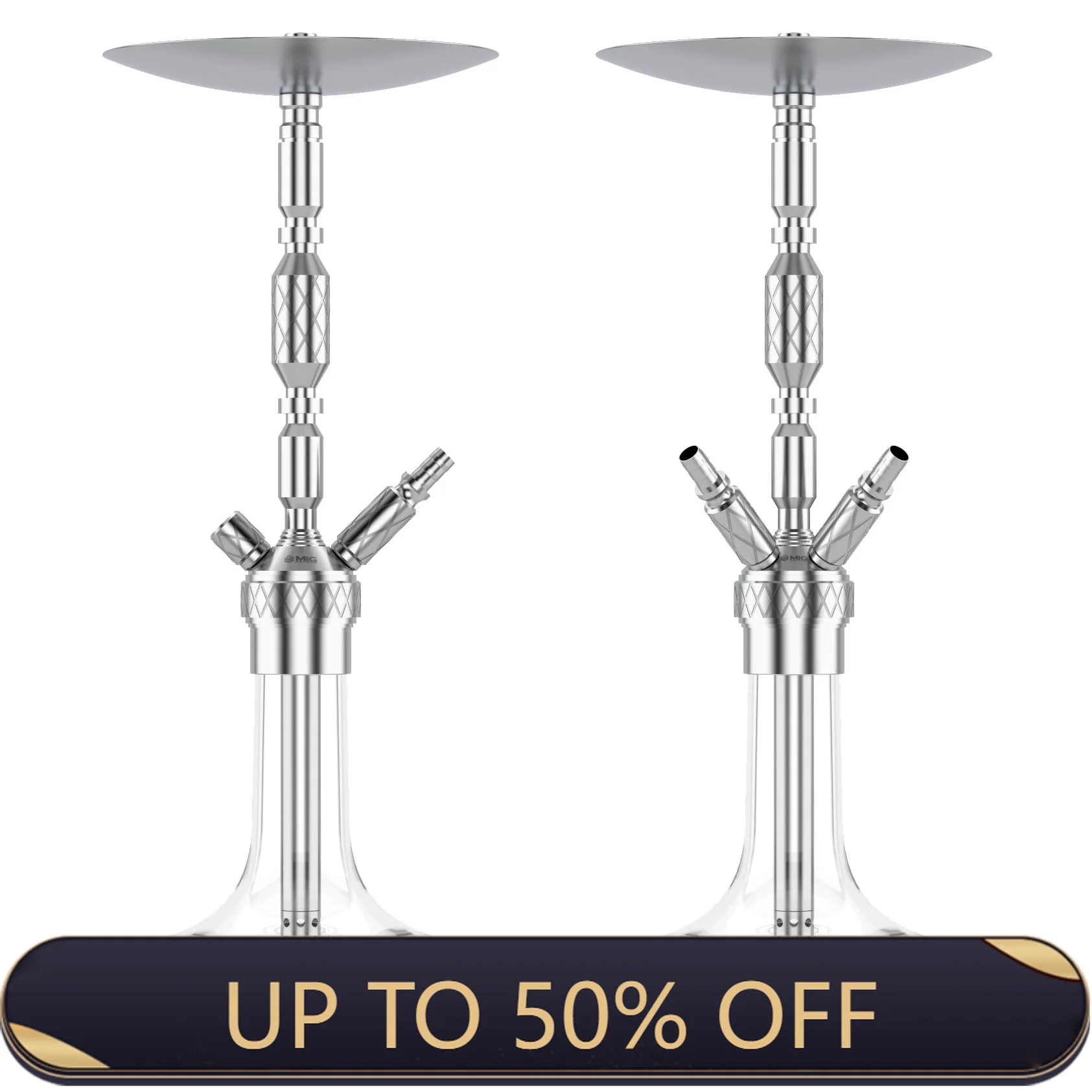 MIG MINIME X Hookah Shisha Set 304 Food Grade Stainless Steel With Glass Bottle 4 Pipes