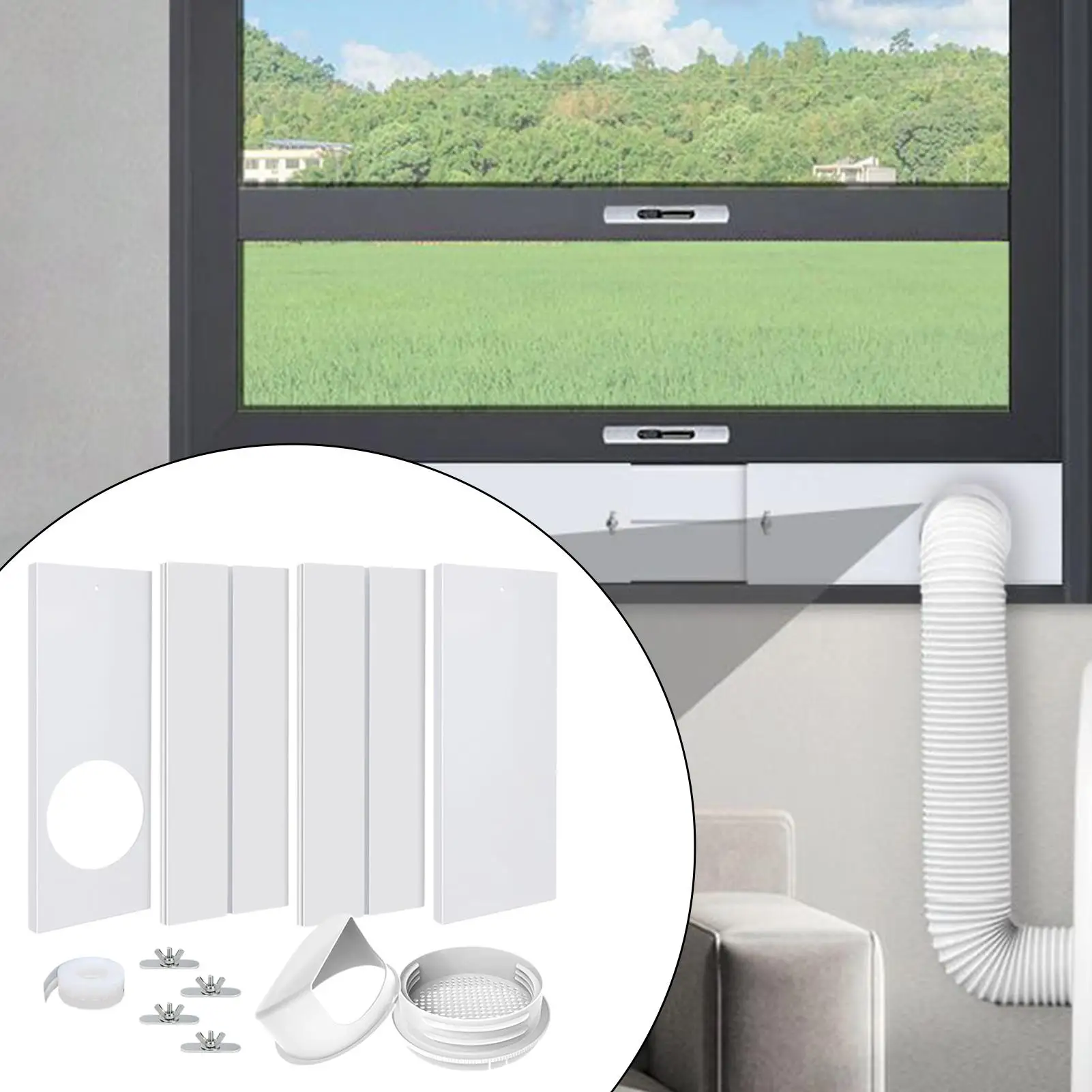 

Portable AC Window Vent Kit Air Conditioner Accessories General AC Vent Kit Adjustable Window Seal Universal Duct Extension Pipe