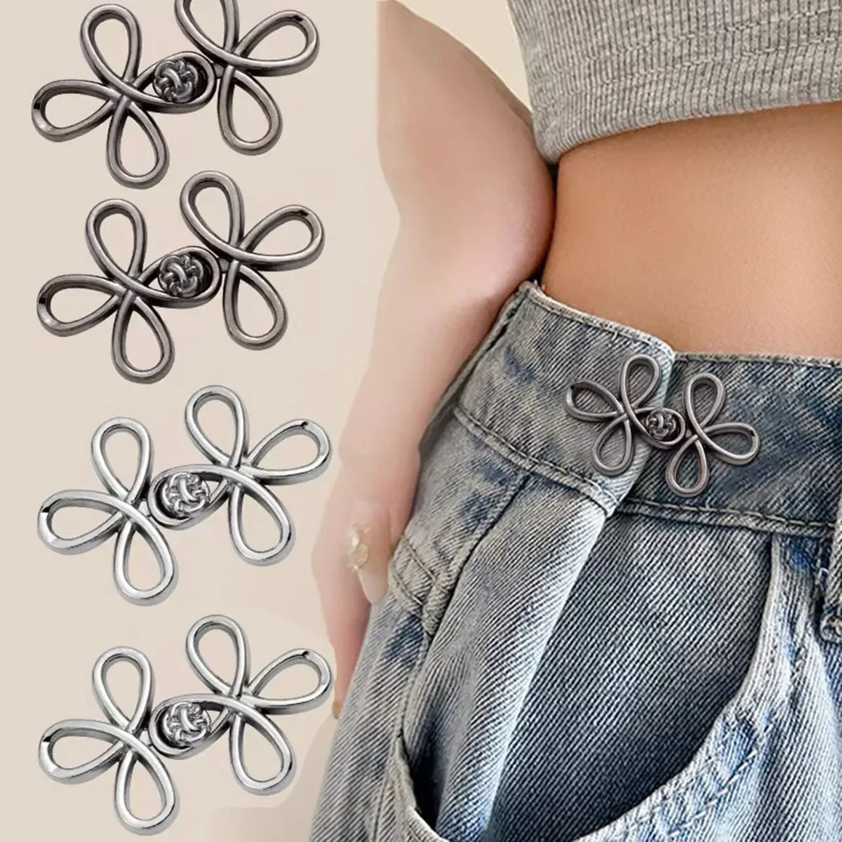 Botones Metálicos Ajustables para Jeans - Cierres para Pantalones de Mezclilla Holgados, Ajuste Instantáneo Sin Costuras para Pantalones de Mezclilla