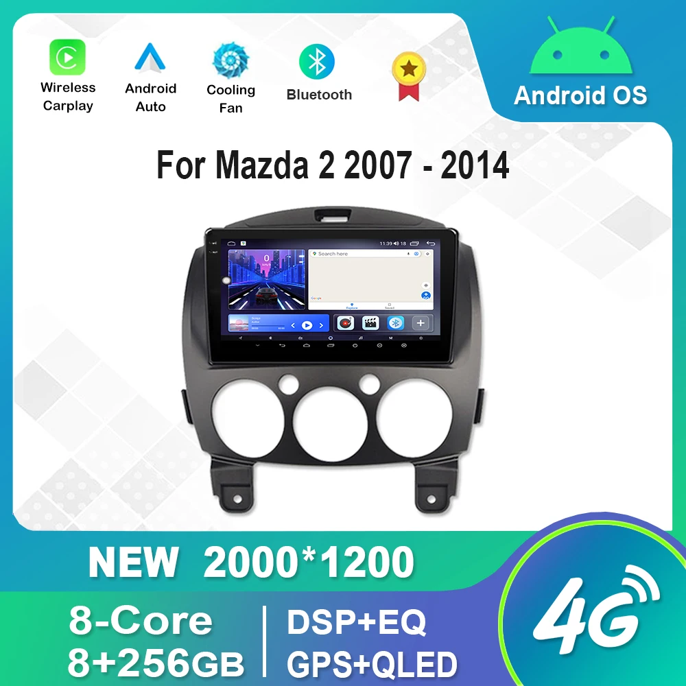 

intelligence Android Car Radio Multimedia Player For Mazda 2 2007 - 2014 GPS DSP IPS QLED Screen Audio Stereo