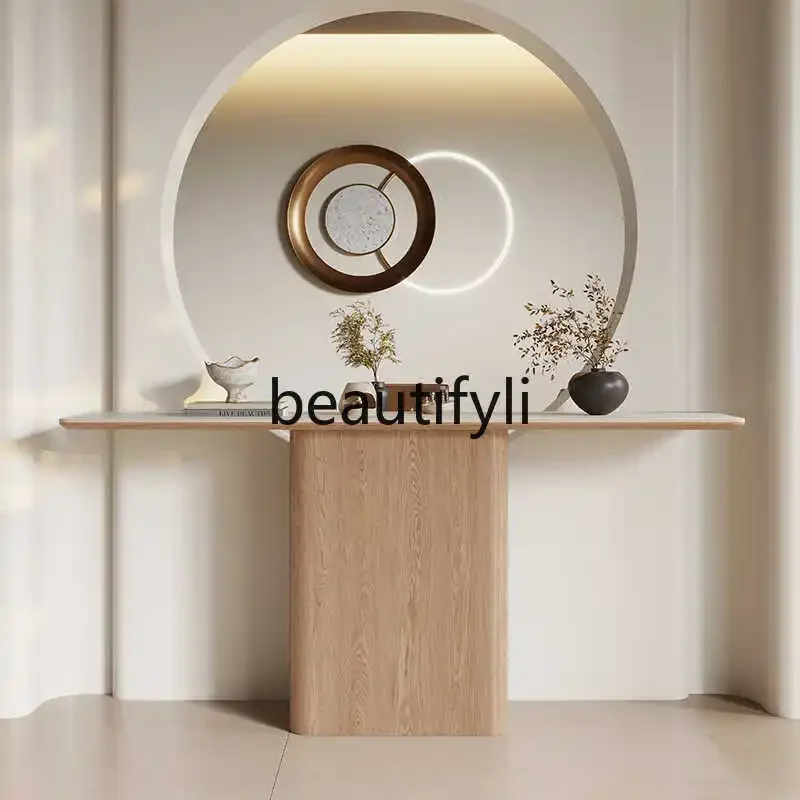 

Medieval travertine rock slab entrance table Modern simple living room, end view table decorative cabinet6239