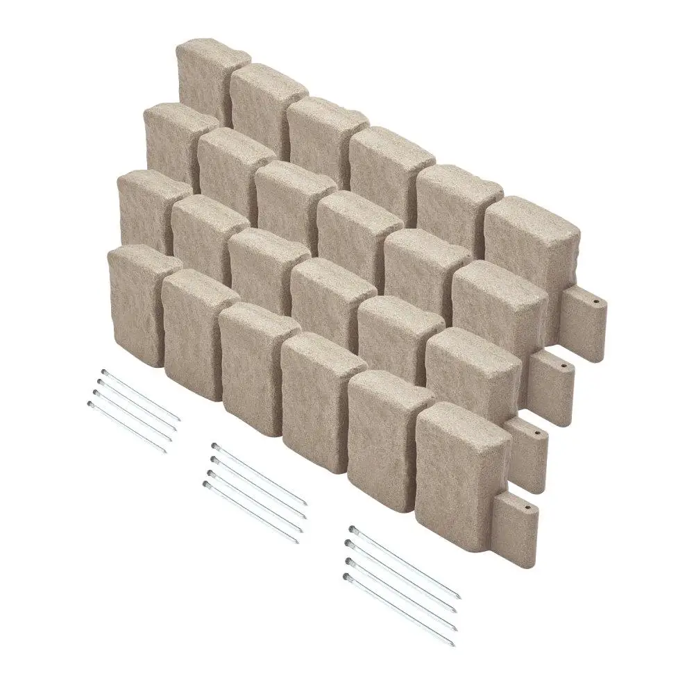 

Artificial Stone Decorative Landscape Edging Tiles 47.2x9in Stain & Weather Resistant No Dig Patio Border