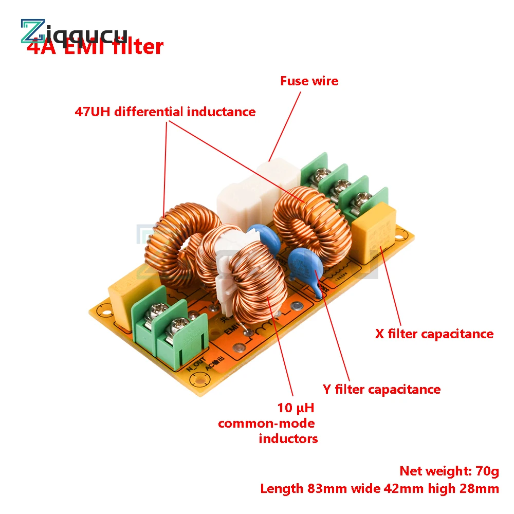 Power Supply Filter EMI High Frequency Filter EMI Power Filter AC110-220V 2A 4A 10A 20A Filtering Board