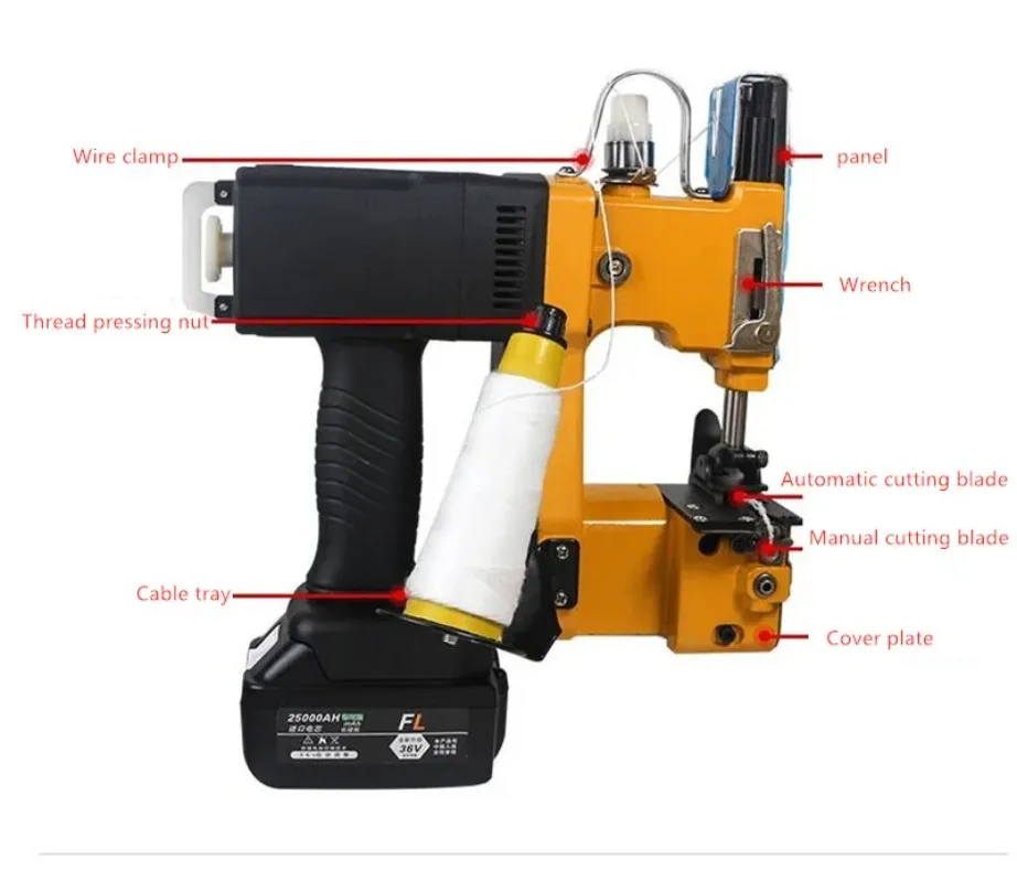 

Машина для запечатывания тканых мешков, портативная электрическая швейная машина 890D с литиевой батареей, для автоматической упаковки в текстильной промышленности