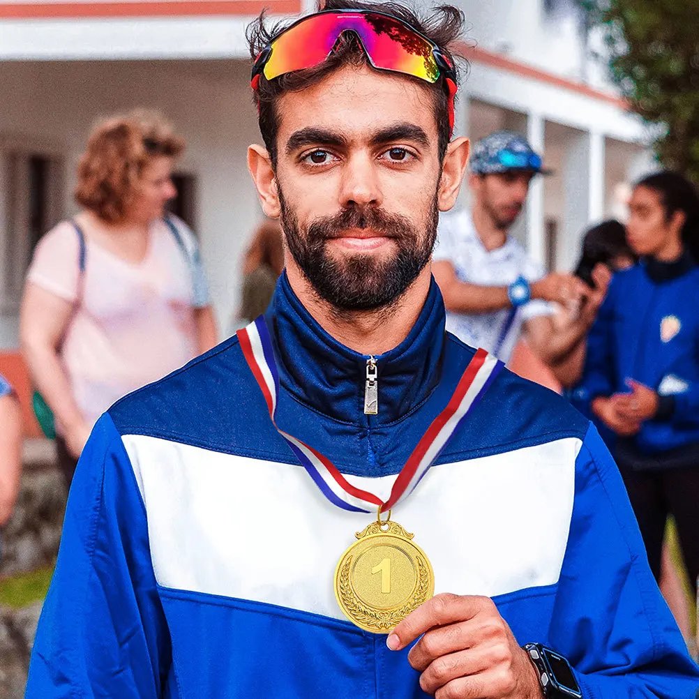 

12pcs Number Medals Lightweight Gold Medals For Kids School Sports Competition Awards Trophy With Ribbon Hangable Decor