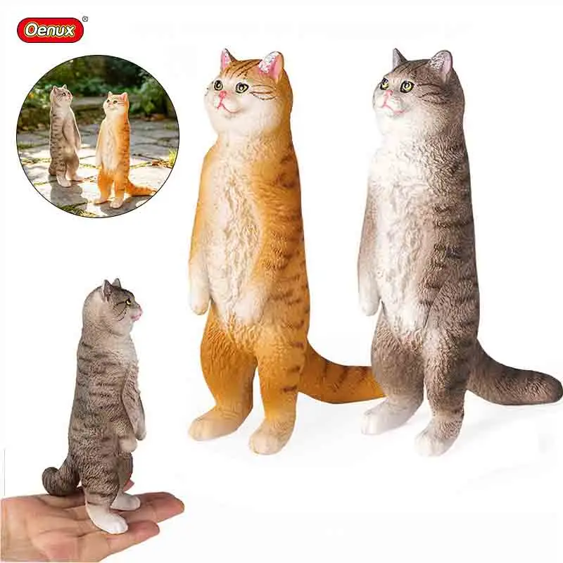 Realistische Katzenfigur Stehende Britische Kurzhaar-Ragdoll Orange Katzenmodell Simulierte Haustierfigur für Auto Schreibtisch Heimdekoration